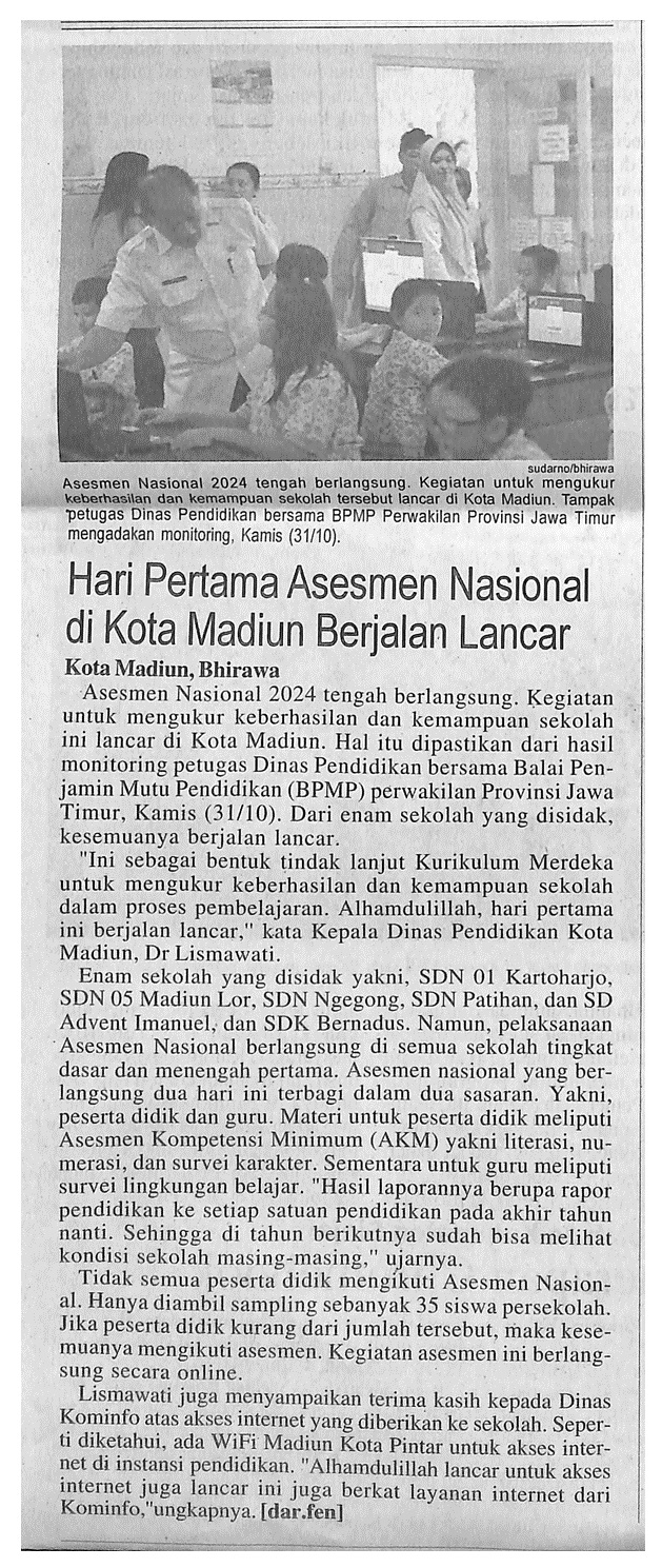 Hari Pertama Asesmen Nasional di Kota Madiun Berjalan Lancar