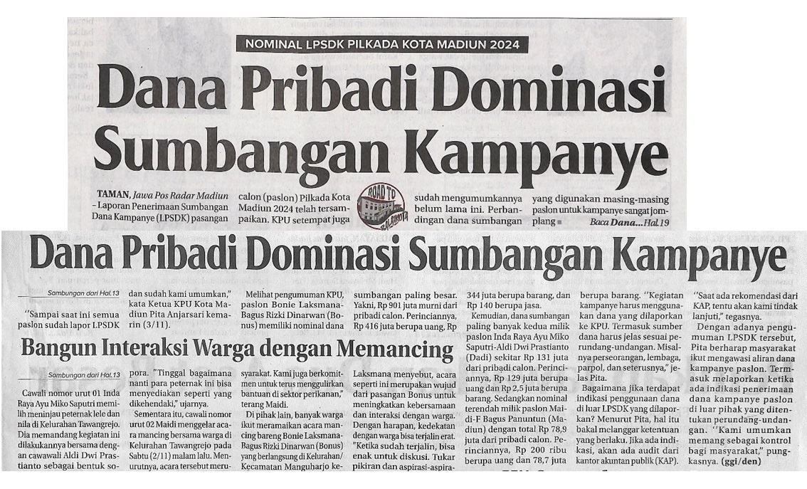 Dana Pribadi Dominasi Sumbangan Kampanye