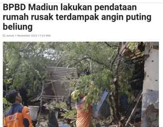 BPBD Madiun lakukan pendataan rumah rusak terdampak angin puting beliung