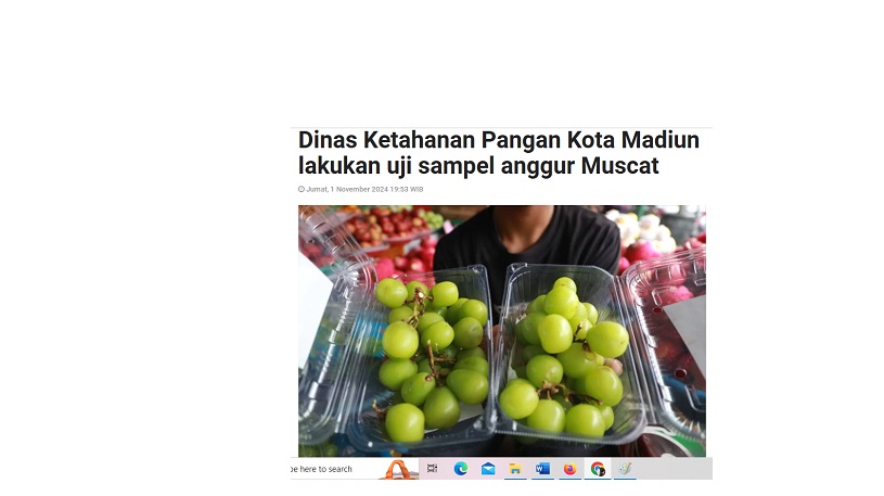 Dinas Ketahanan Pangan Kota Madiun lakukan uji sampel anggur Muscat