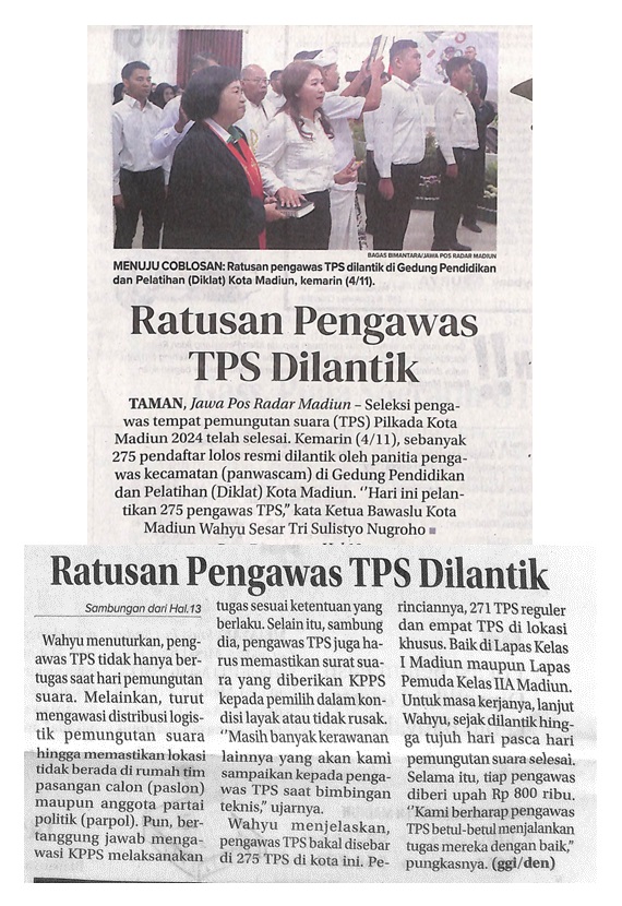 Ratusan Pengawas TPS Dilantik