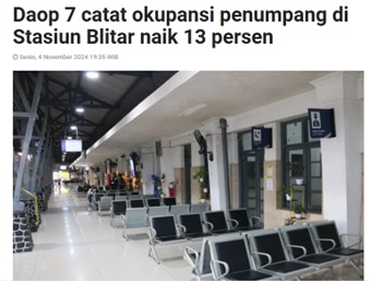 Daop 7 catat okupansi penumpang di Stasiun Blitar naik 13 persen