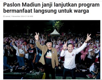 Paslon Madiun janji lanjutkan program bermanfaat langsung untuk warga