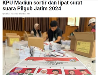 KPU Madiun sortir dan lipat surat suara Pilgub Jatim 2024