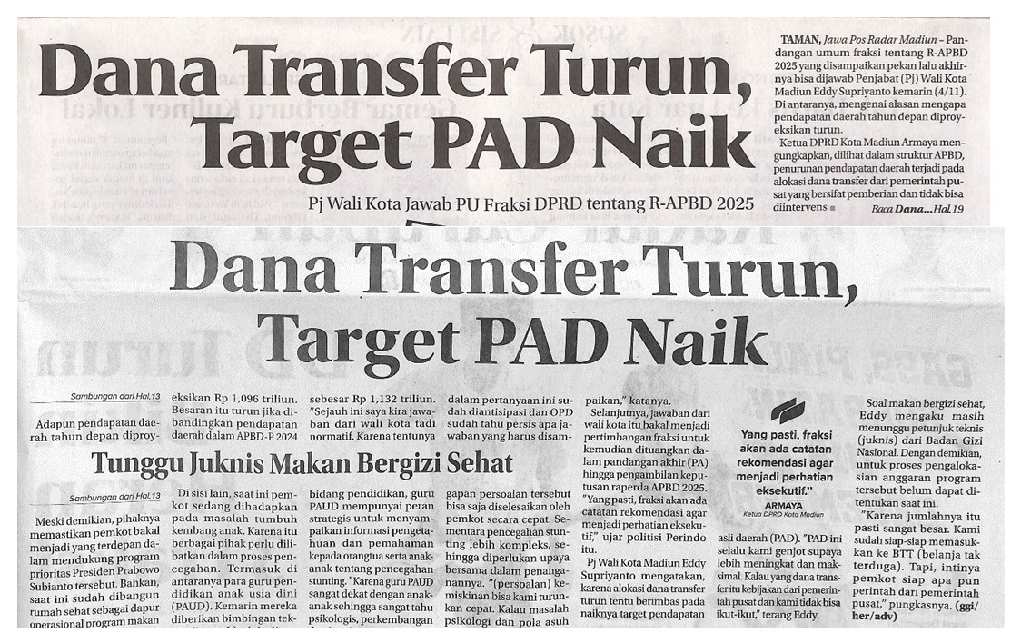 Dana Transfer Turun, Dana PAD Naik