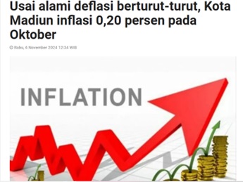 Usai alami deflasi berturut-turut, Kota Madiun inflasi 0,20 persen pada Oktober