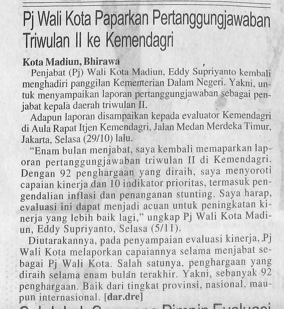 Pj Wali Kota Paparkan Pertanggungjawaban Triwulan II ke Kemendagri