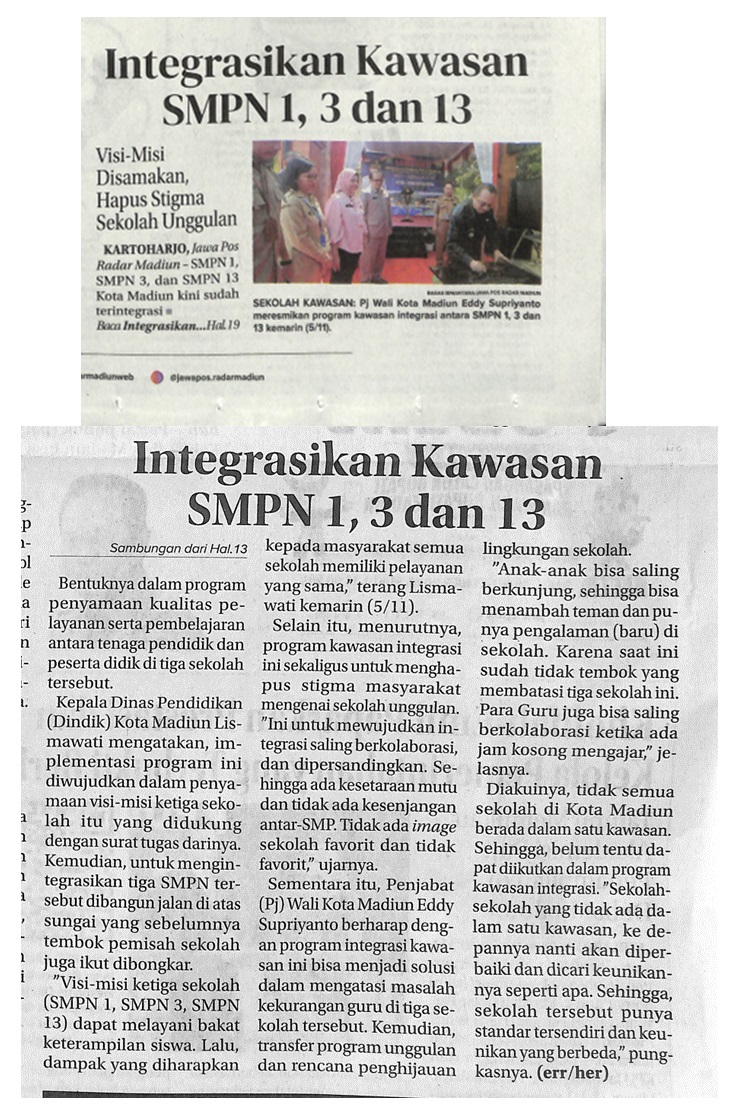 Integrasikan Kawasan SMPN 1, 3 dan 13, Visi Misi Disamakan, Hapus Stigma Sekolah Unggulan