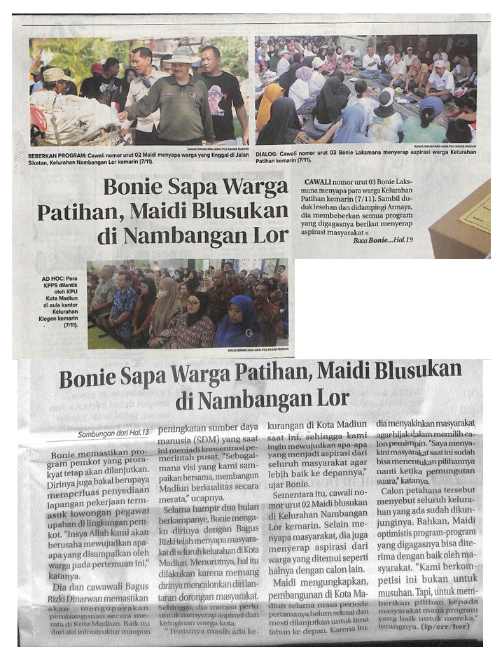 Bonie Sapa Warga Patihan, Maidi Blusukan di Nambangan Lor