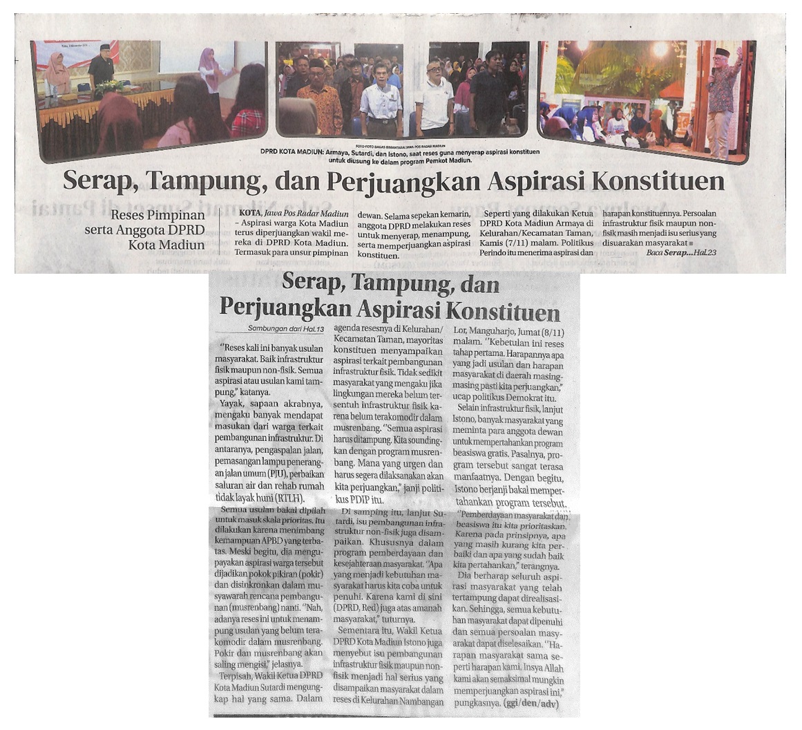 Serap, Tampung, dan Perjuangkan Aspirasi Konstituen