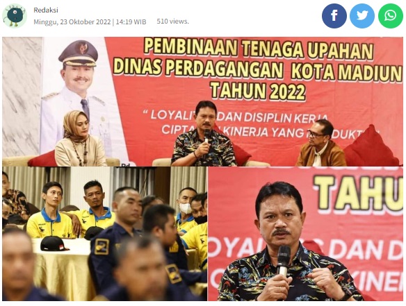 Pembinaan Tenaga Upahan: Walikota Madiun: Dinas Perdagangan Sudah Bagus