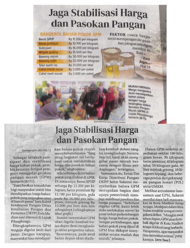 Jaga Stabilisasi Harga dan Pasokan Pangan