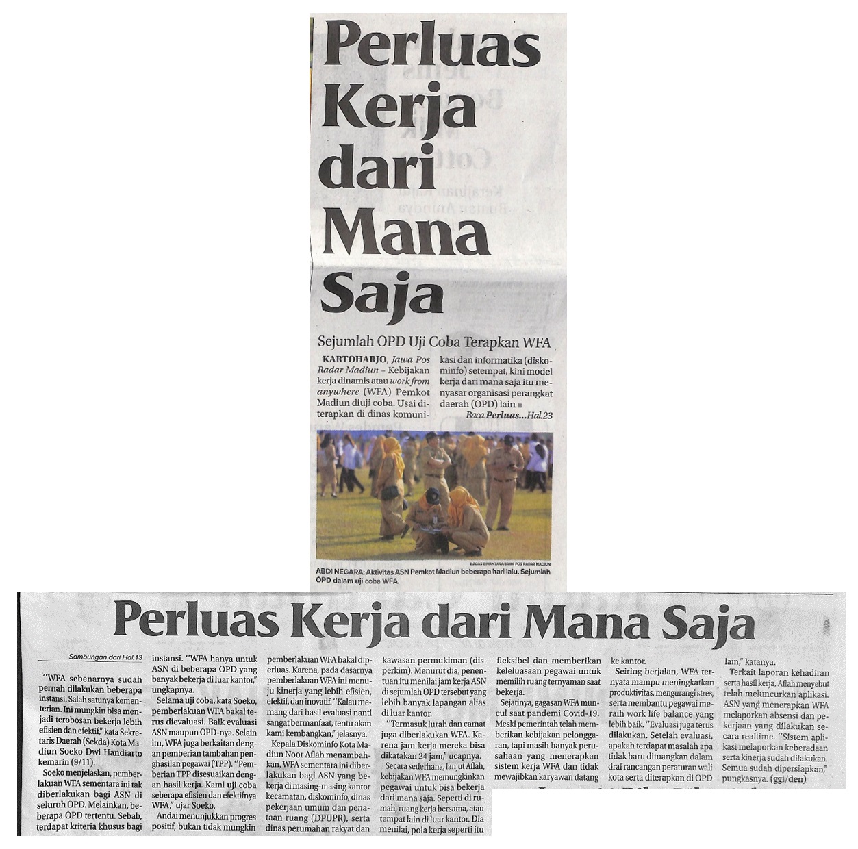 Perluas Kerja dari Mana Saja, Sejumlah OPD Uji Coba Terapkan WFA