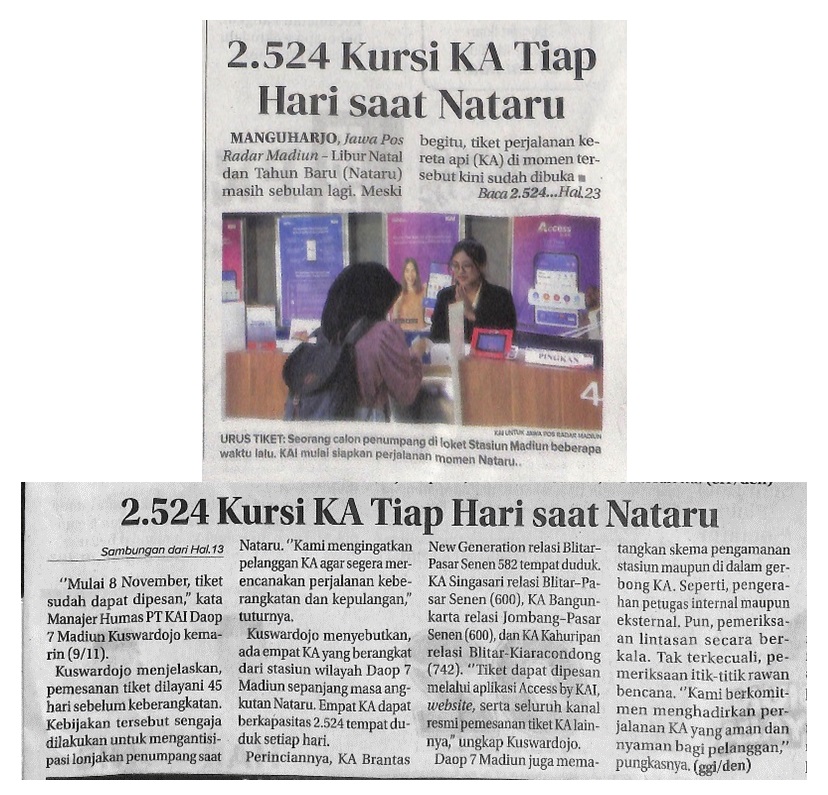 2.524 Kursi KA Tiap Hari Saat Nataru