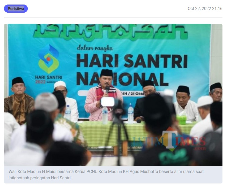 Terima Kasih untuk Para Santri, Wali Kota Madiun Bakal Resmikan Kawasan Pahlawan Religi Center Peristiwa