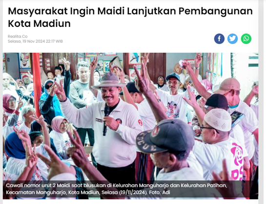Masyarakat Ingin Maidi Lanjutkan Pembangunan Kota Madiun