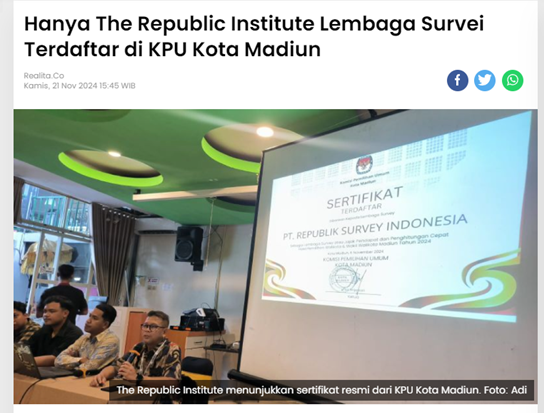 Hanya The Republic Institute Lembaga Survei Terdaftar di KPU Kota Madiun