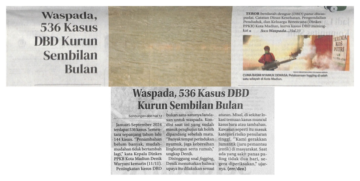 Waspada, 536 Kasus DBD Kurun Sembilan Bulan