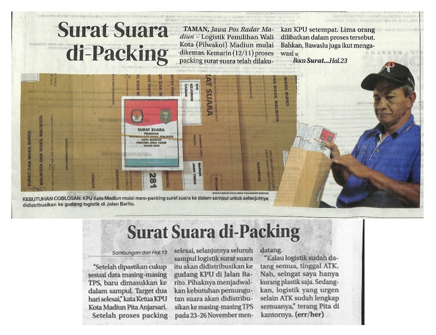Surat Suara di Packing