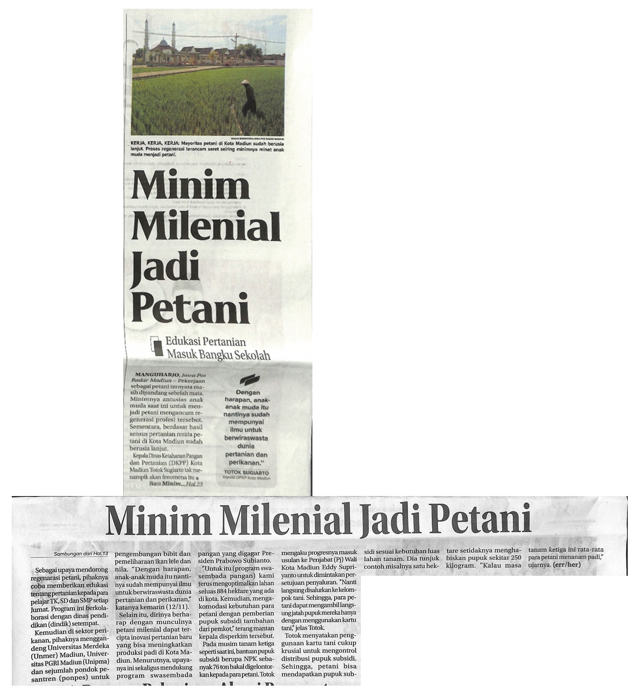 Minim Milenial Jadi Petani
