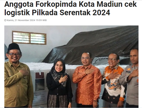 Anggota Forkopimda Kota Madiun cek logistik Pilkada Serentak 2024