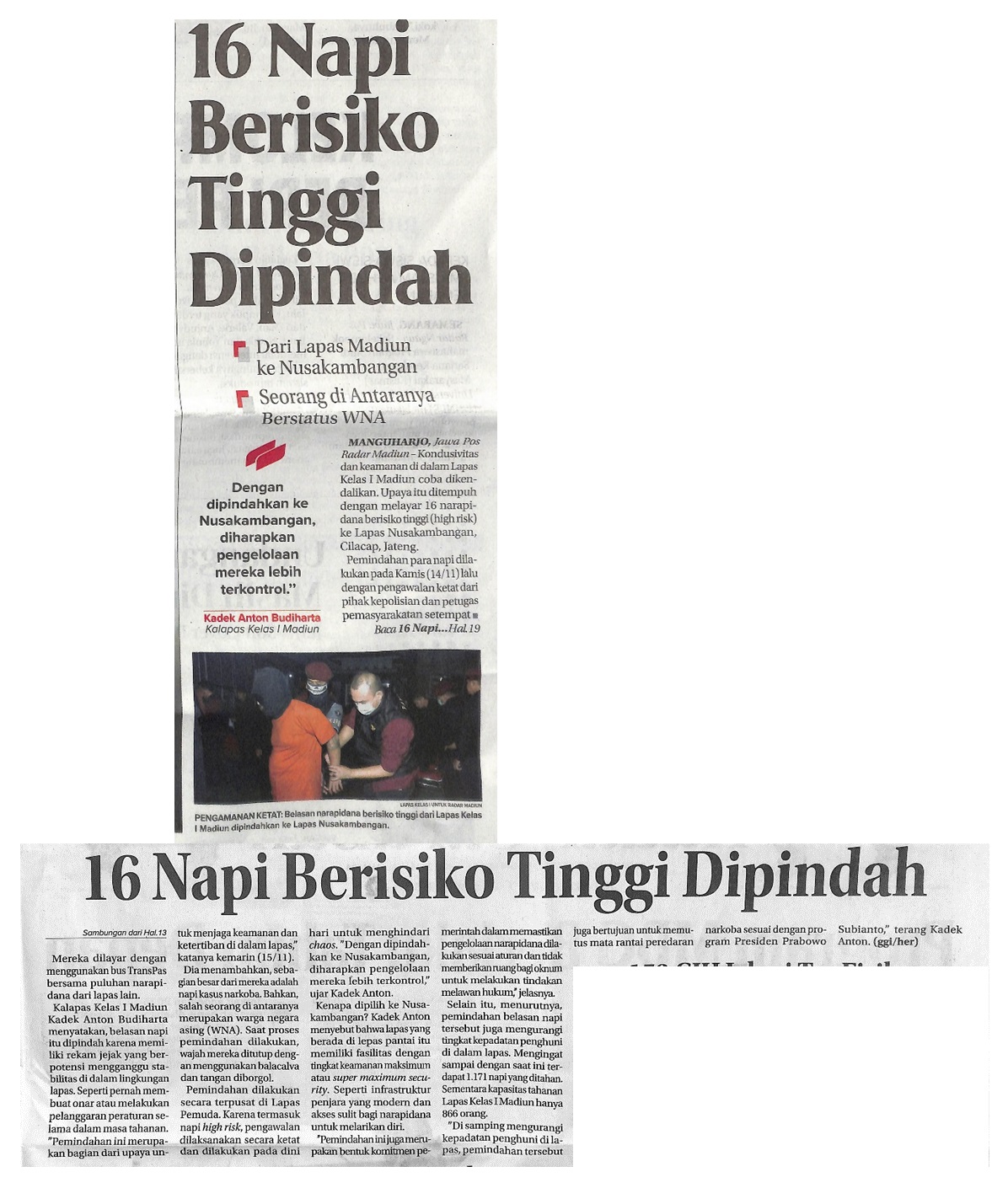16 Napi Berisiko Tinggi Dipindah