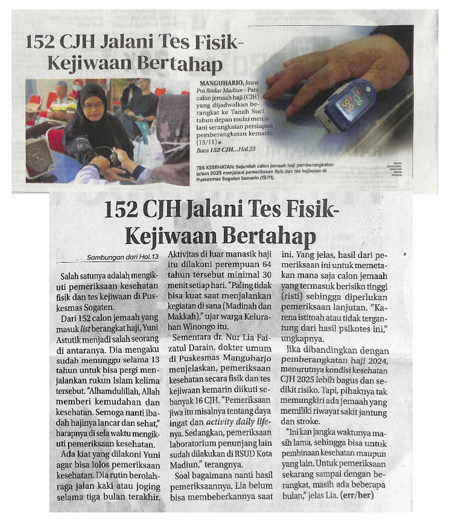 152 CHJ Jalani Tes Fisik-Kejiwaan Bertahap