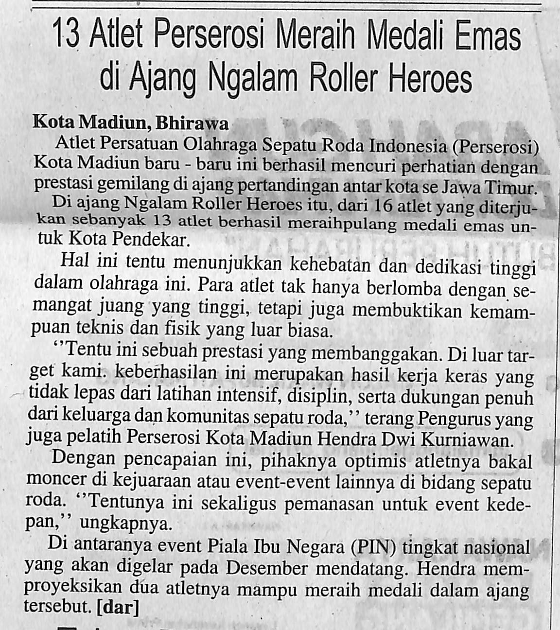 13 Atlet Perserosi Meraih Medali di Ajang Ngalam Roller Heroes