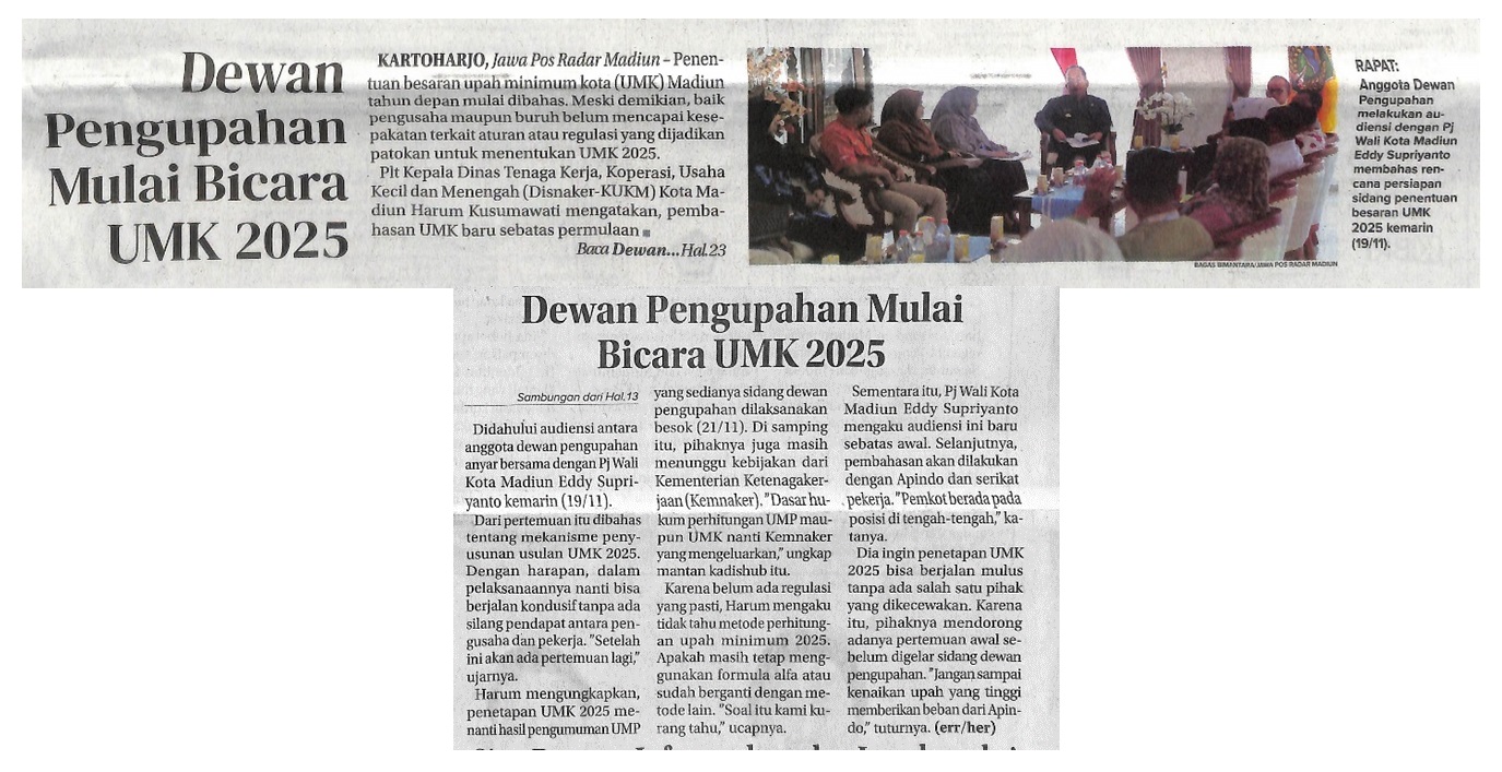 Dewan Pengupahan Mulai Bicara UMK 2024