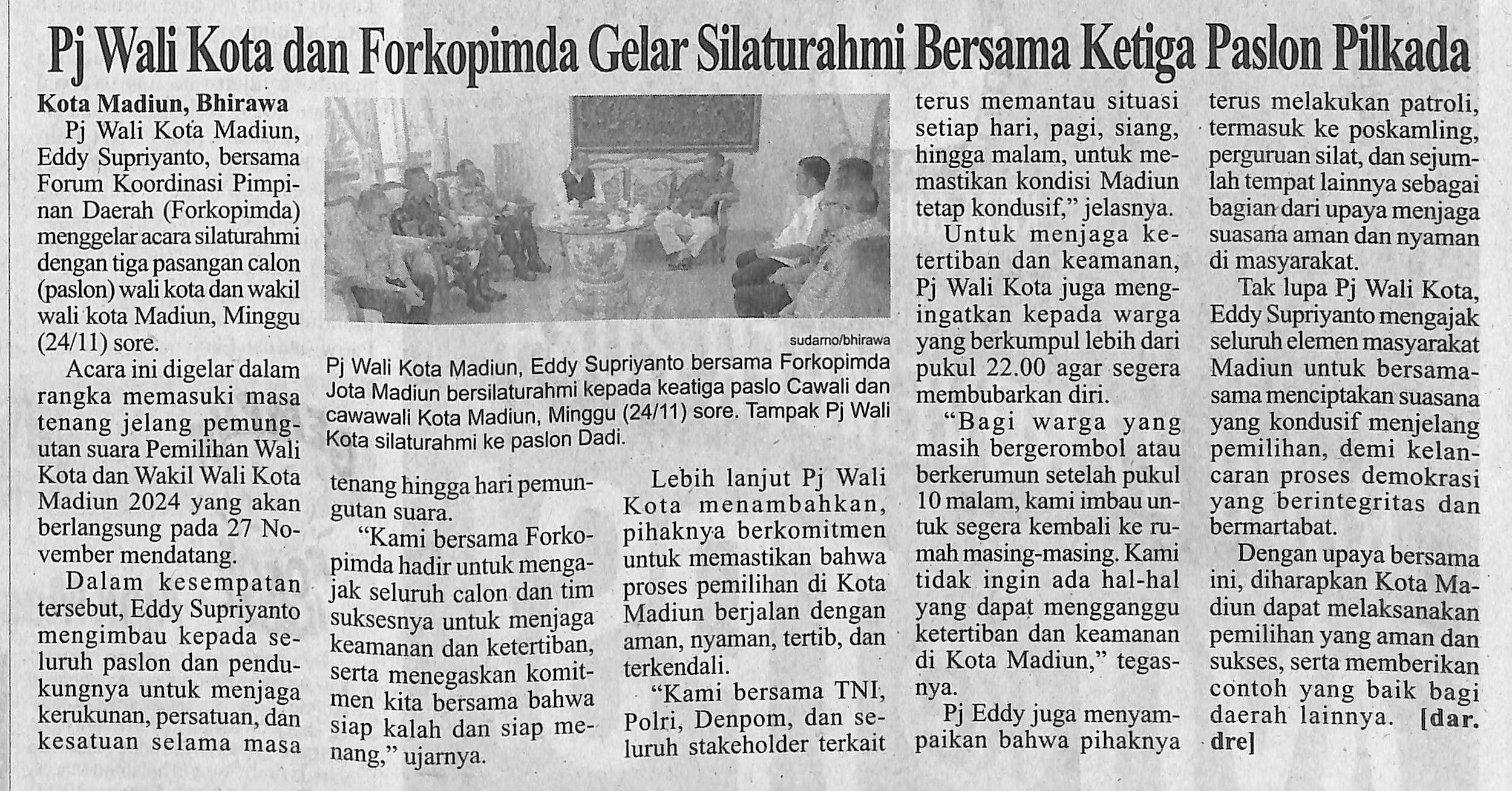 Pj Wali Kota dan Forkopimda Gelar Silaturahmi Bersama Ketiga Paslon Pilkada