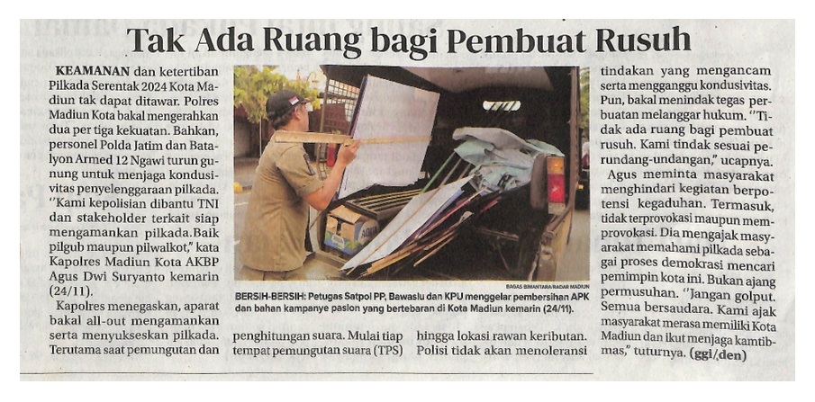 Tak Ada Ruang bagi Pembuat Rusuh