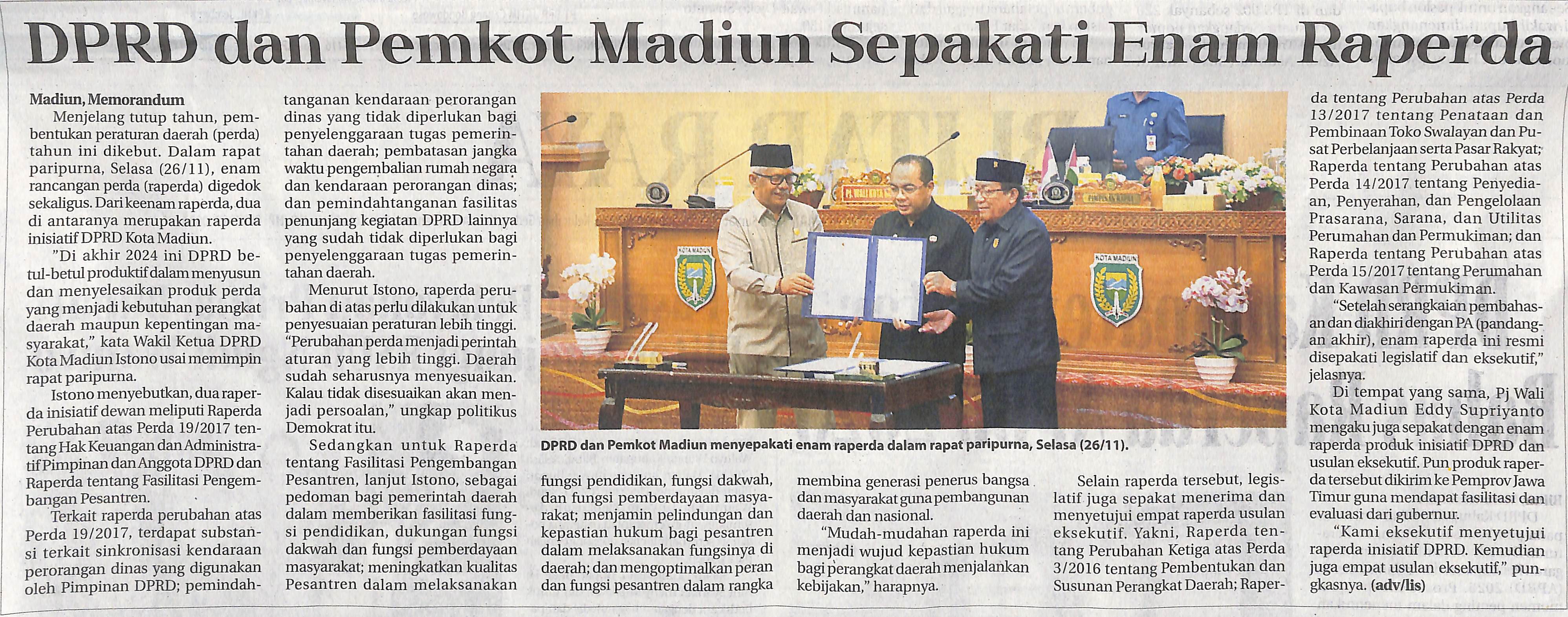 DPRD dan Pemkot Madiun Sepakati Enam Raperda