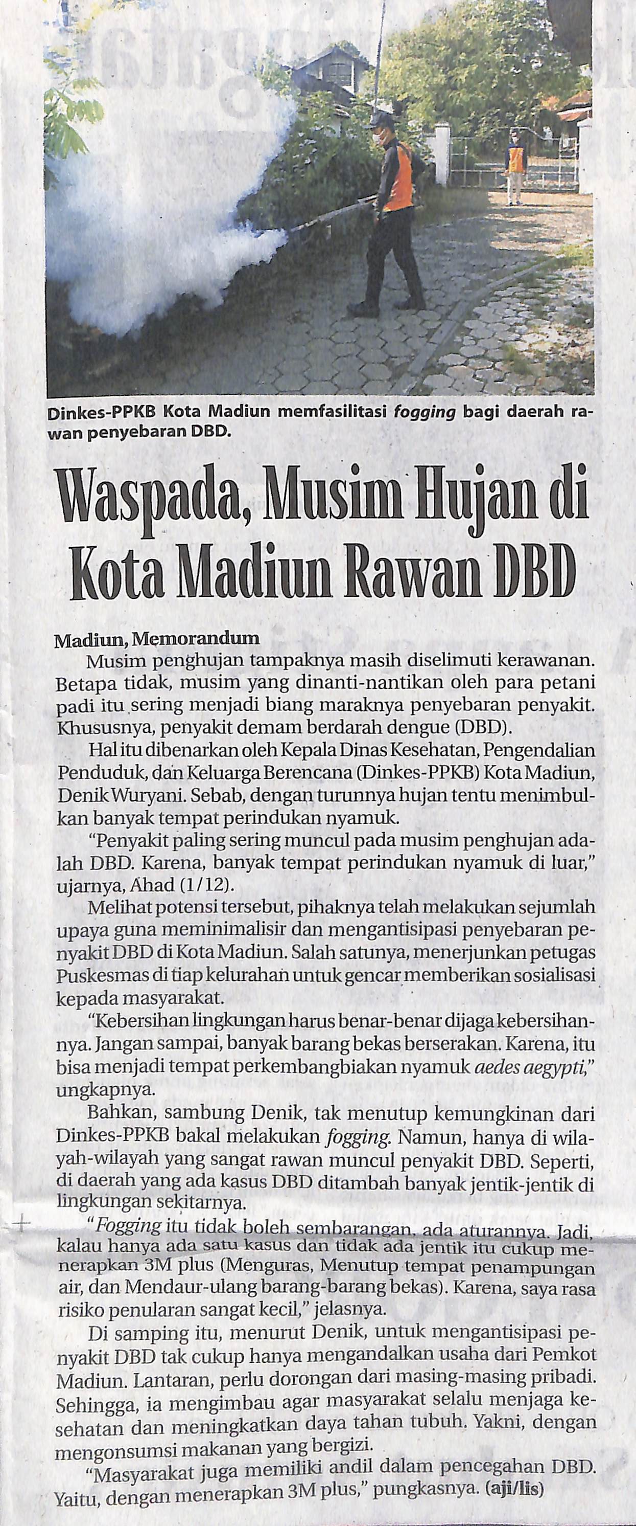 Waspada, Musim Hujan di Kota Madiun Rawan BDB