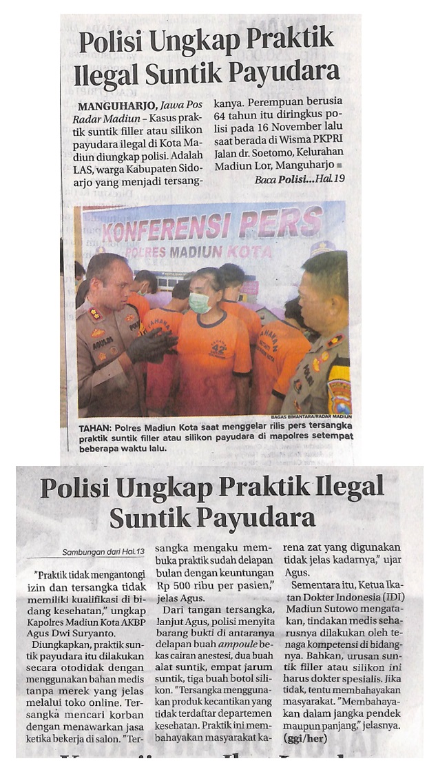 Polisi Ungkap Praktik Ilegal Suntik Payudara