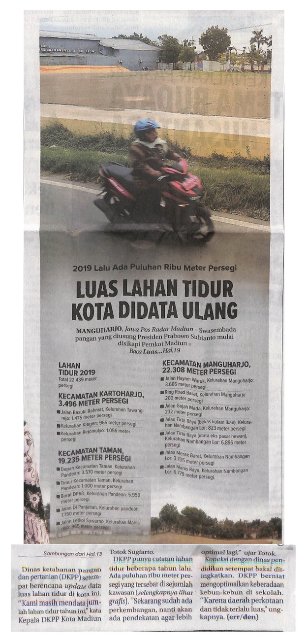 Luas Lahan Tidur Kota Didata Ulang