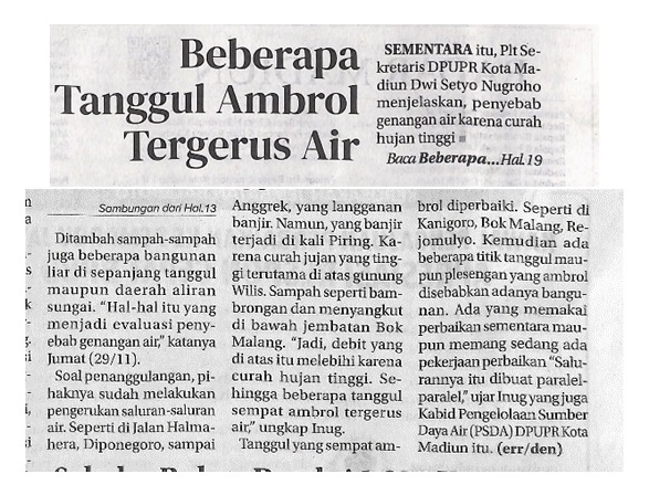 Beberapa Tanggul Ambrol Tergerus Air