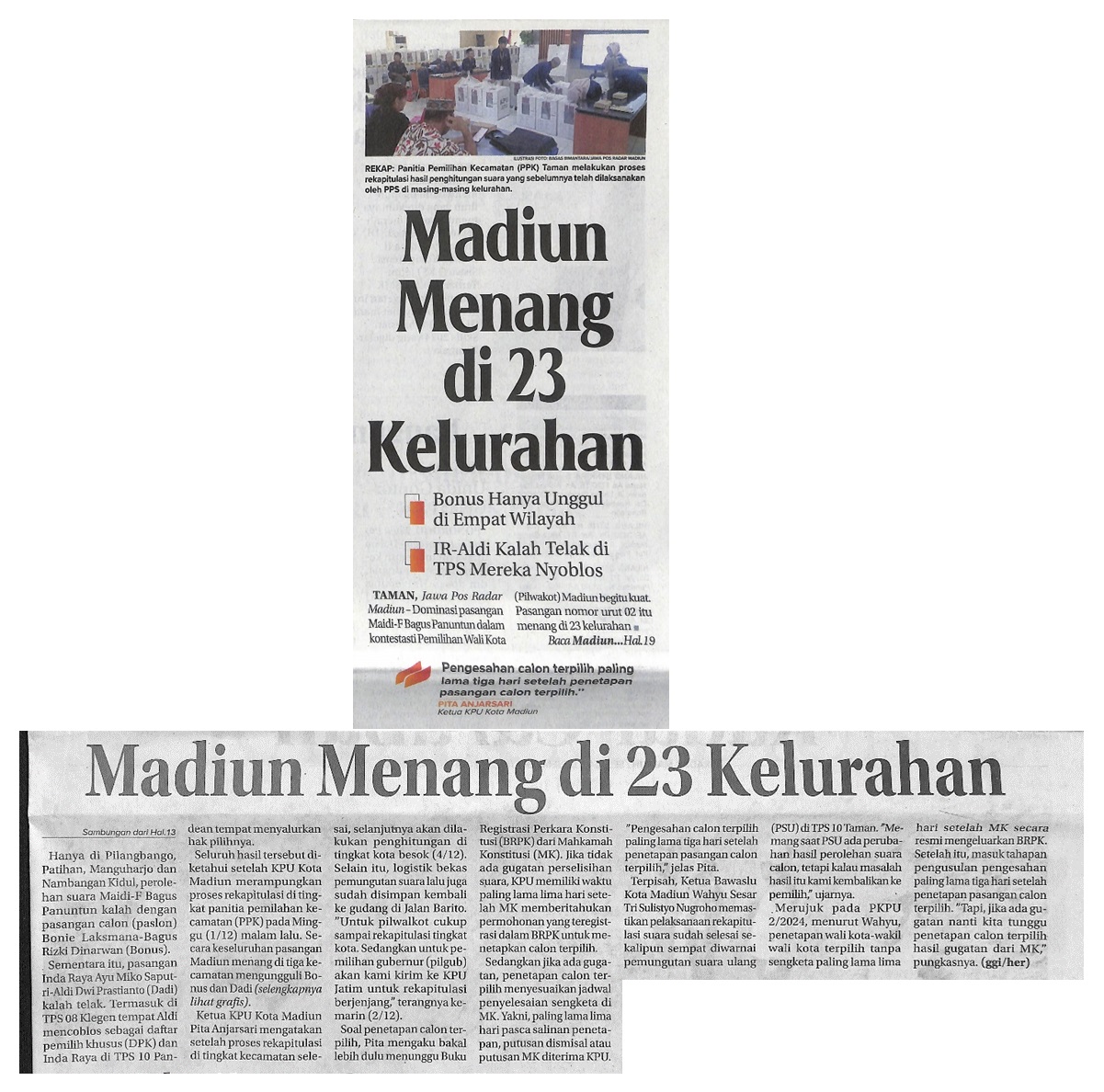 Madiun Menang di 23 Kelurahan