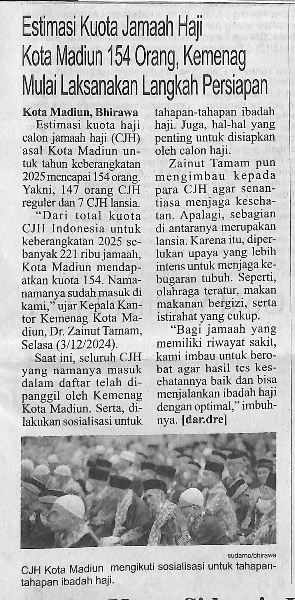 Estimasi Kuota Jamaah Haji Kota Madiun 154 Orang, Kemenag Mulai Laksanakan Langkah Persiapan