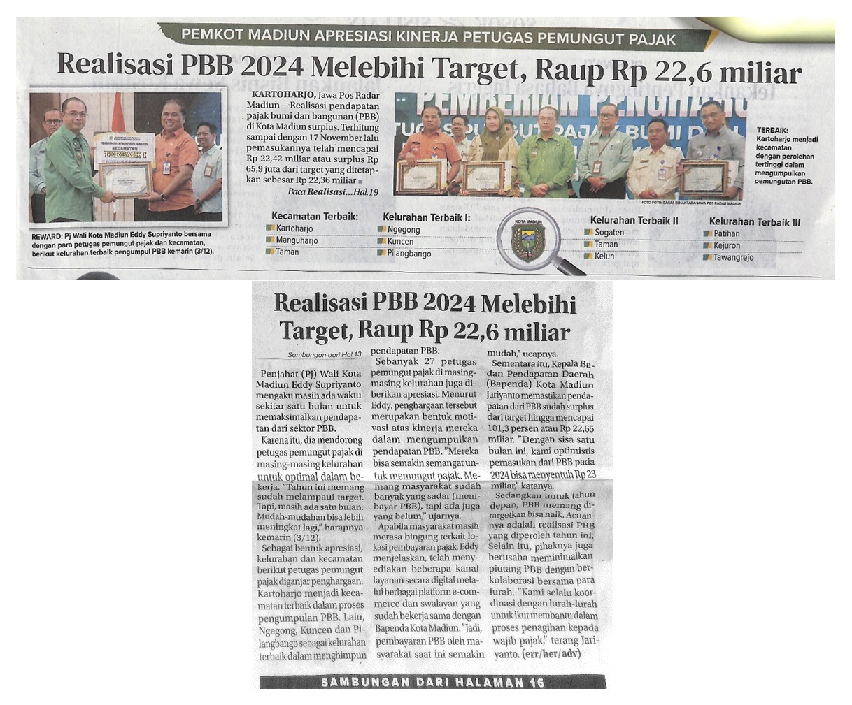Realisasi PBB 2024 Melebihi Target, Raup Rp 22,6 miliar
