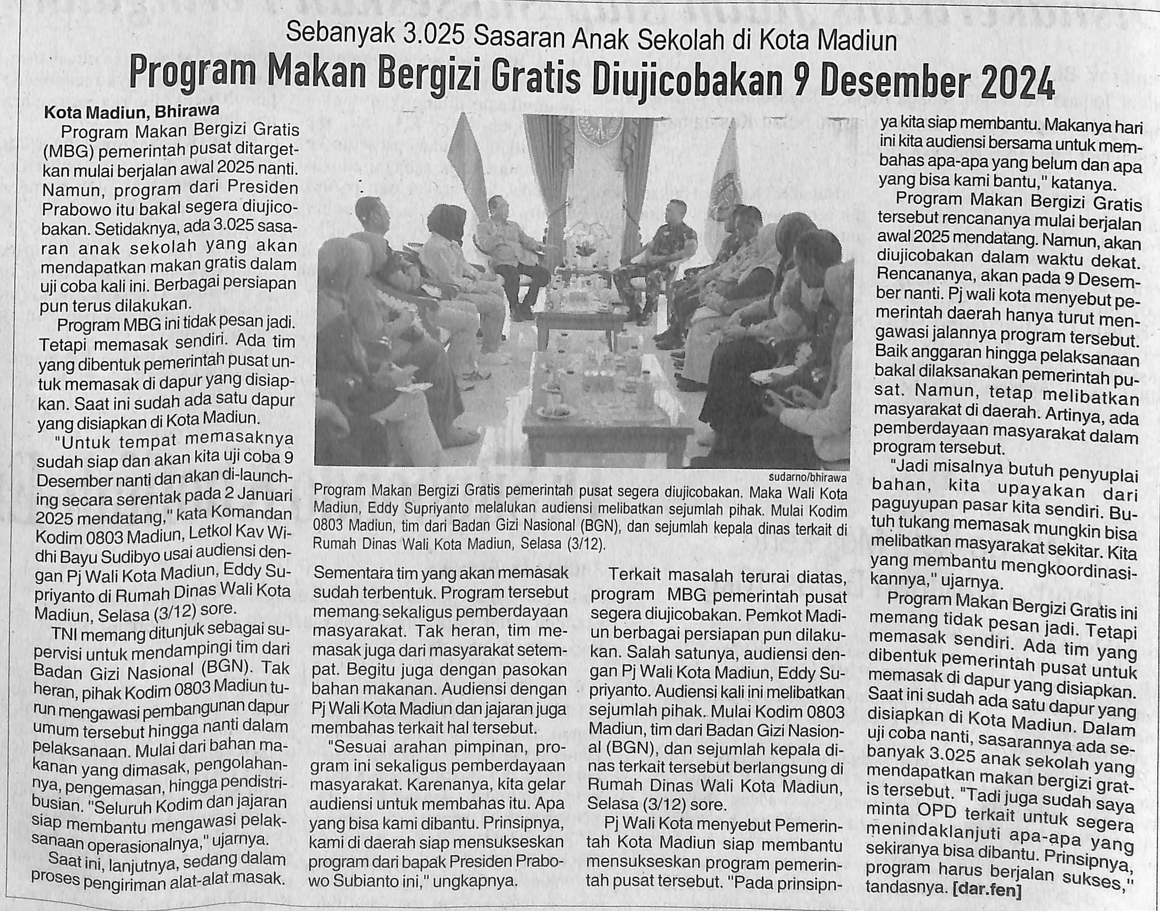 Program Makan Bergizi Gratis Diujicobakan 9 Desember 2024