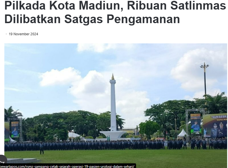 Pilkada Kota Madiun, Ribuan Satlinmas Dilibatkan Satgas Pengamanan