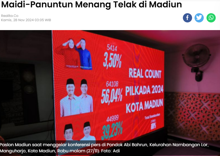 Maidi-Panuntun Menang Telak di Madiun