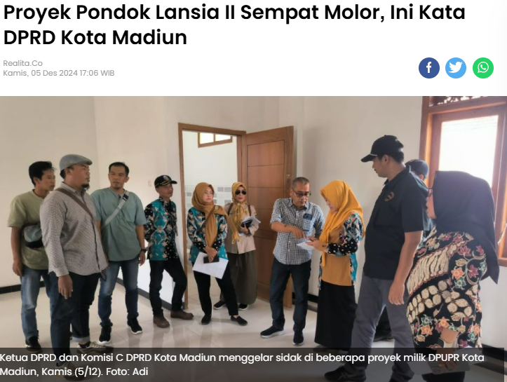 Proyek Pondok Lansia II Sempat Molor, Ini Kata DPRD Kota Madiun