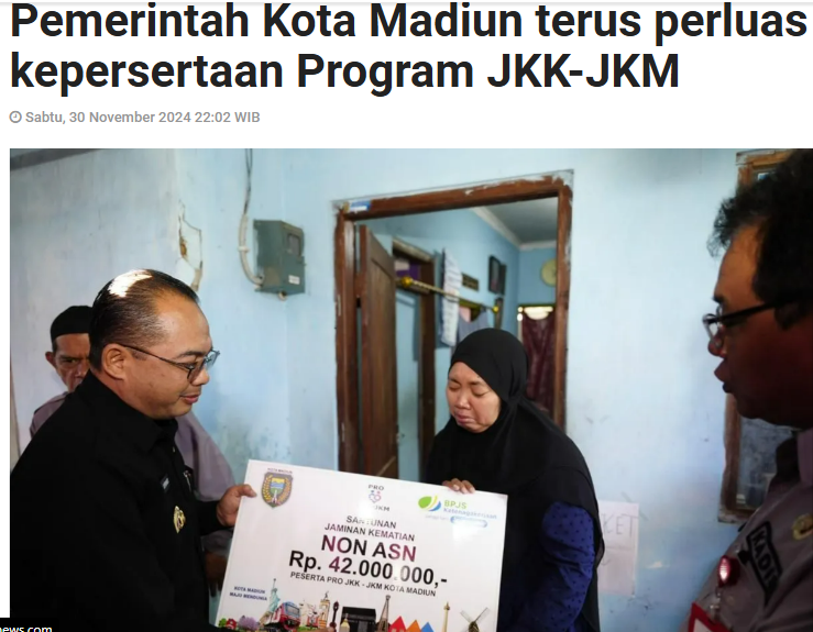 Pemerintah Kota Madiun terus perluas kepersertaan Program JKK-JKM