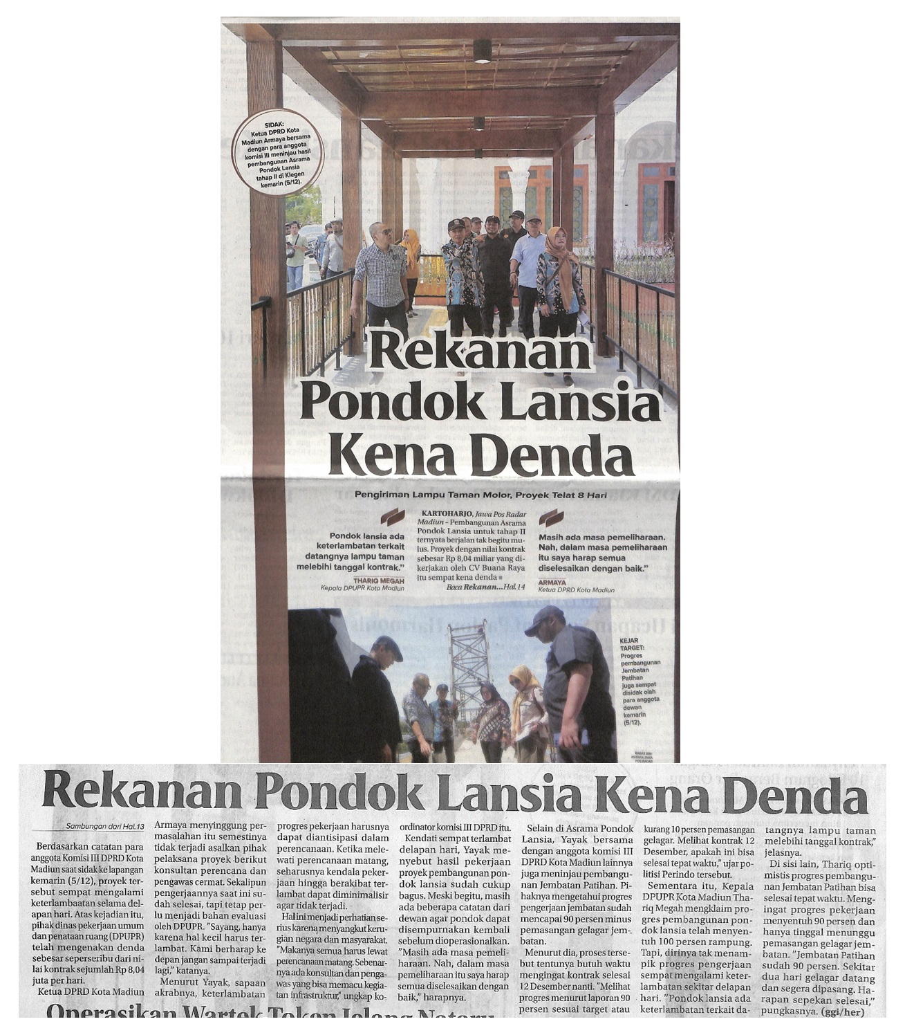 Rekanan Pondok Lansia Kena Denda