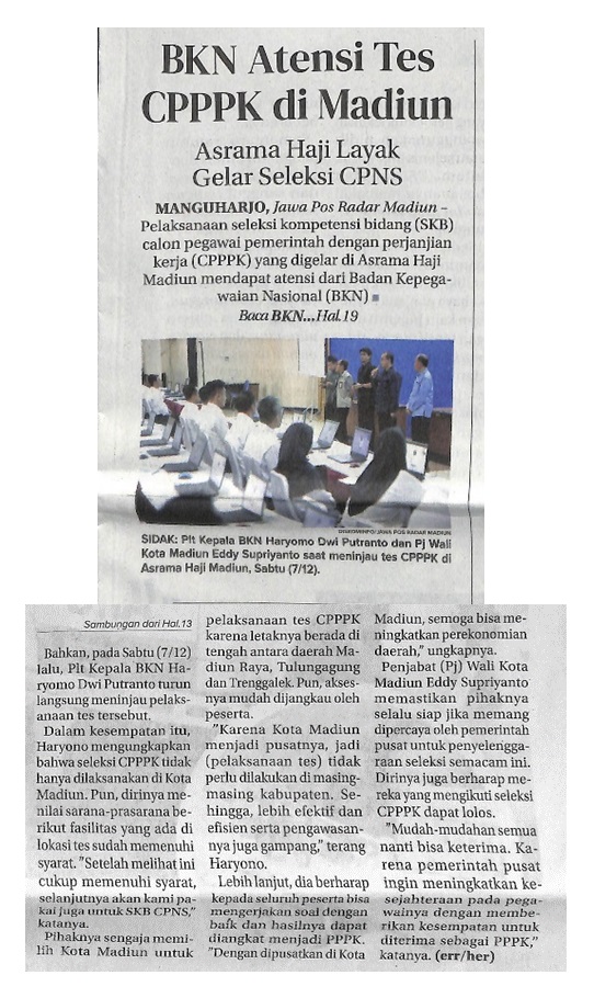 BKN Atensi Tes CPPPK di Madiun