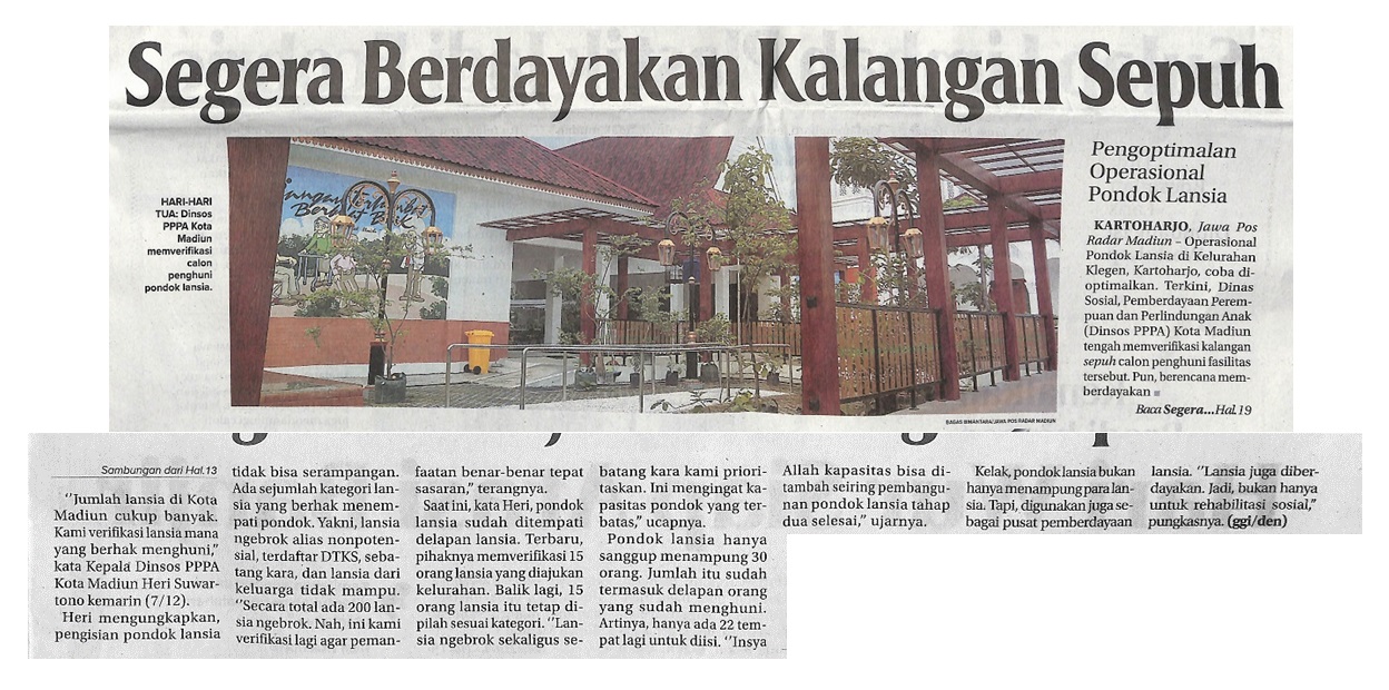 Segera Berdayakan Kalangan Sepuh
