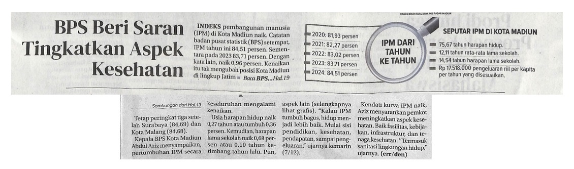 BPS Beri Saran Tingkatkan Aspek Kesehatan