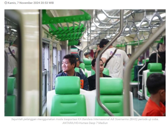 KA BIAS Relasi Madiun-Bandara Adi Soemarmo dapat tanggapan positif