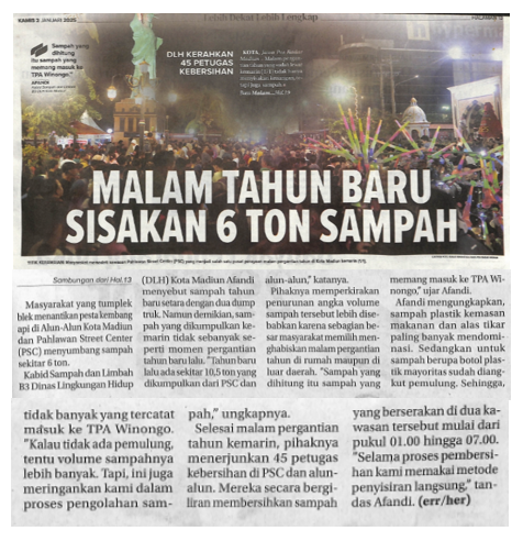 Malam Tahun Baru Sisakan 6 Ton Sampah